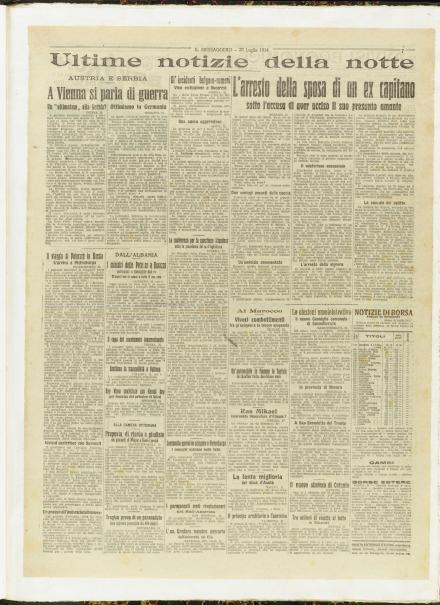 Una pagina de Il Messaggero del 22 luglio 1914