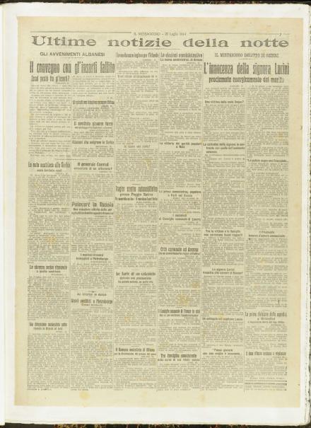 Una pagina de Il Messaggero del 23 luglio 1914