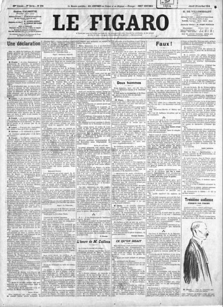 La prima pagina de Le Figaro del 23 luglio 1914